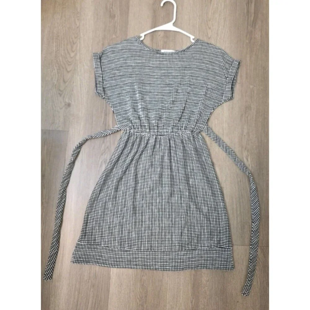 Caution To‎ The Wind Black White Check Belted Short Sleeve Dress Women’s M